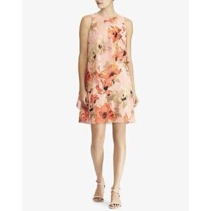Ralph Lauren Dress VTG Floral Print Sheer Overlay Womens 8 Office Siren Fairy